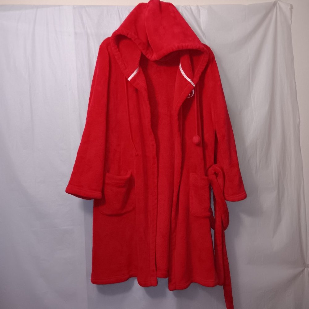 VICTORIA'S SECRET HOODED BATH ROBE RED SIZE MEDIUM